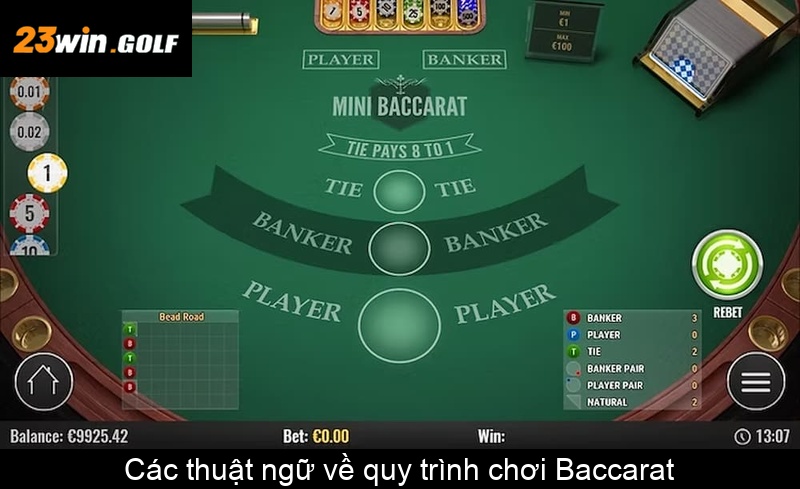 Các thuật ngữ về quy trình chơi Baccarat